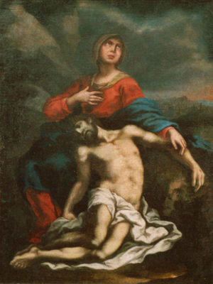 Gemälde Öl auf Leinwand, Maria und Jesus, restauriert
