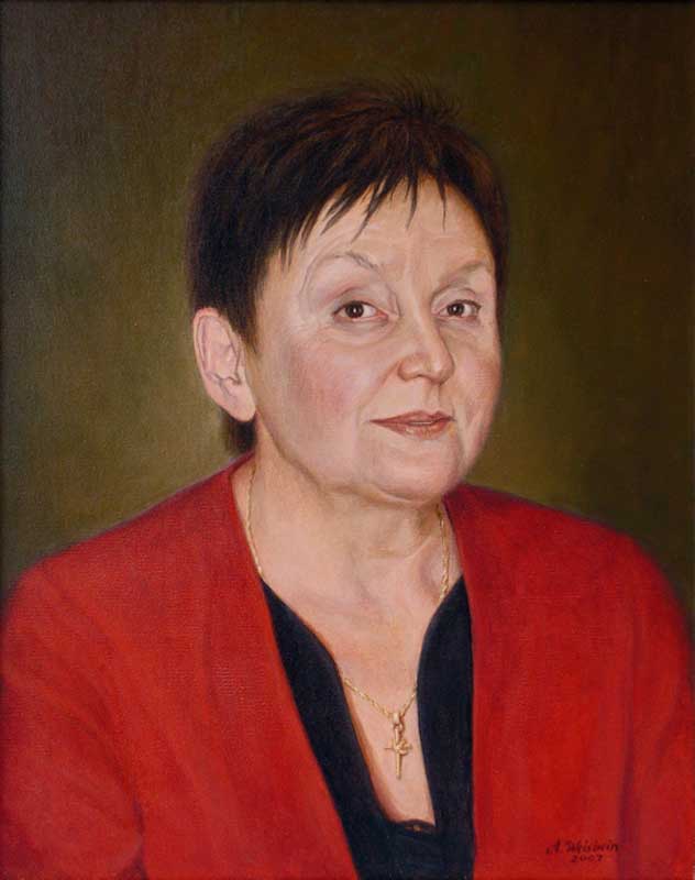 Portrait einer Frau mit rotem Jacket von Alexander Weisbein